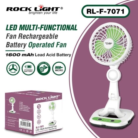 LED multi functional rechargeable fan