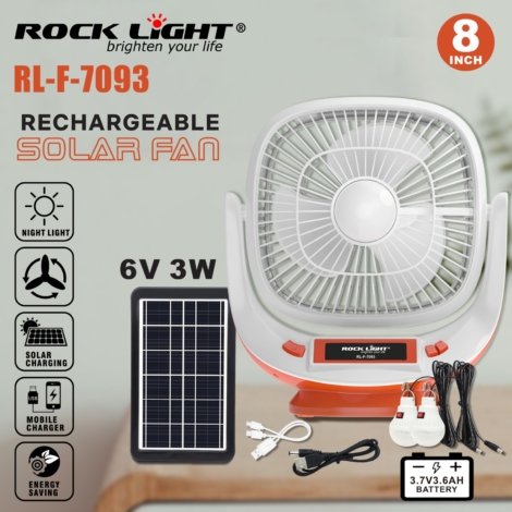 Rock light solar fan