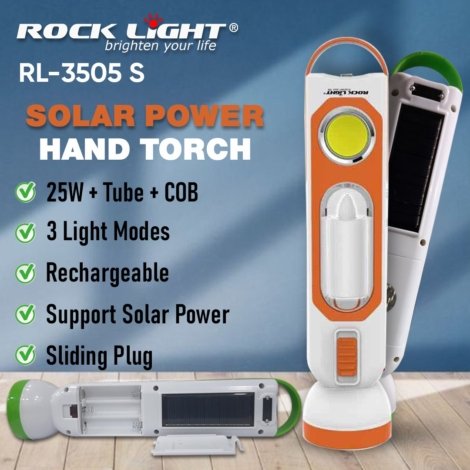 Solar Power hand torch with adjustable brightness