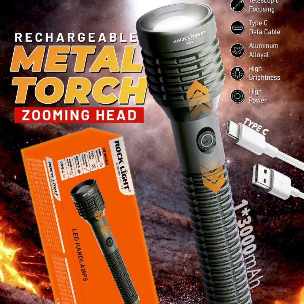 RL M57 rechargeable Metal Torch for long-lasting lighting - Rocklight ...